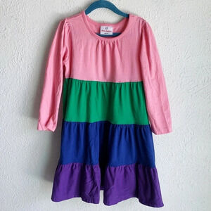 Hanna Andersson Tiered Colorblock Long Sleeve Dress Sz 110 / 5